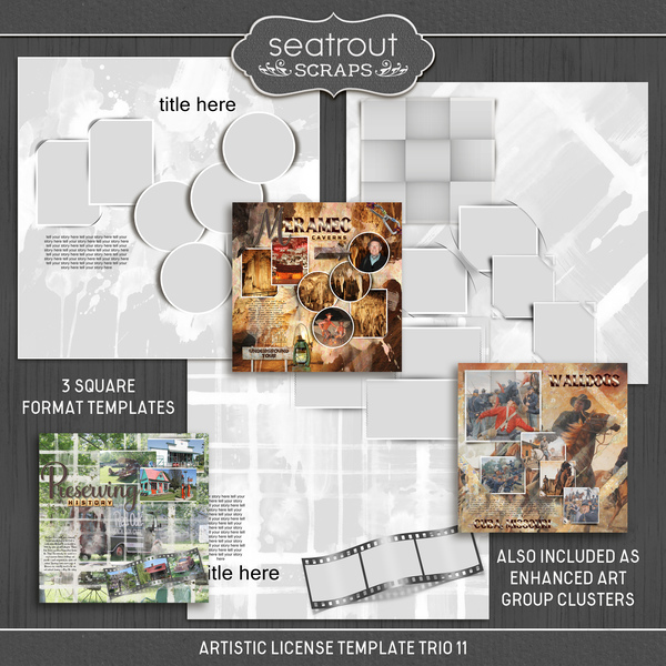 Artistic License Template Trio 11 Digital Art - Digital Scrapbooking Kits