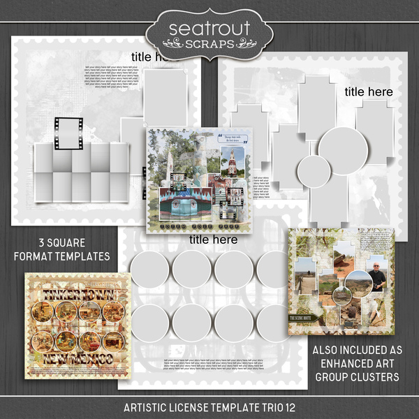 Artistic License Template Trio 12 Digital Art - Digital Scrapbooking Kits