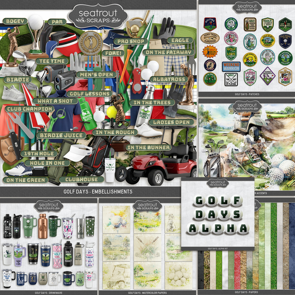 Golf Days Digital Art - Digital Scrapbooking Kits