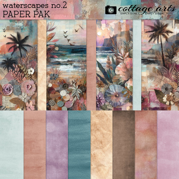 WaterScapes 2 Paper Pak Digital Art - Digital Scrapbooking Kits