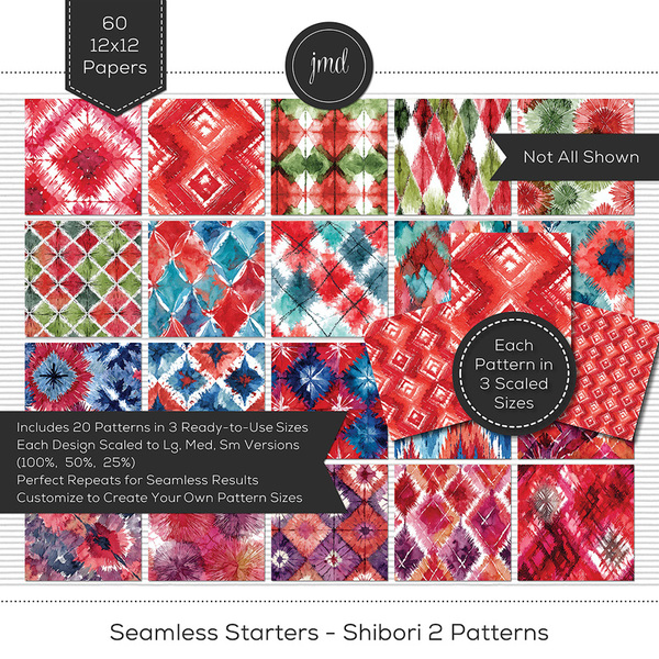 Seamless Starters - Shibori 2 Patterns Digital Art - Digital Scrapbooking Kits