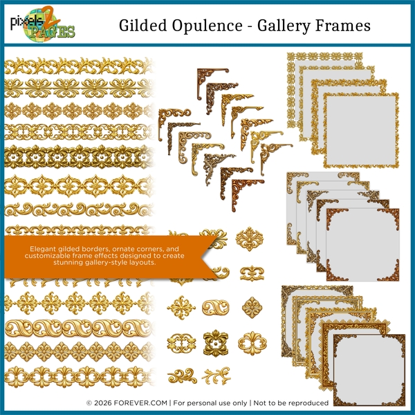 Gilded Opulence - Gallery Frames Digital Art - Digital Scrapbooking Kits