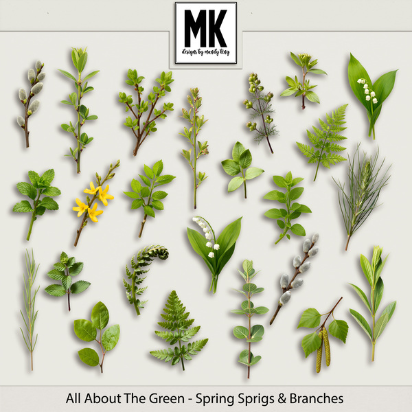All About the Green - Spring Sprigs & Branches Digital Art - Digital Scrapbooking Kits