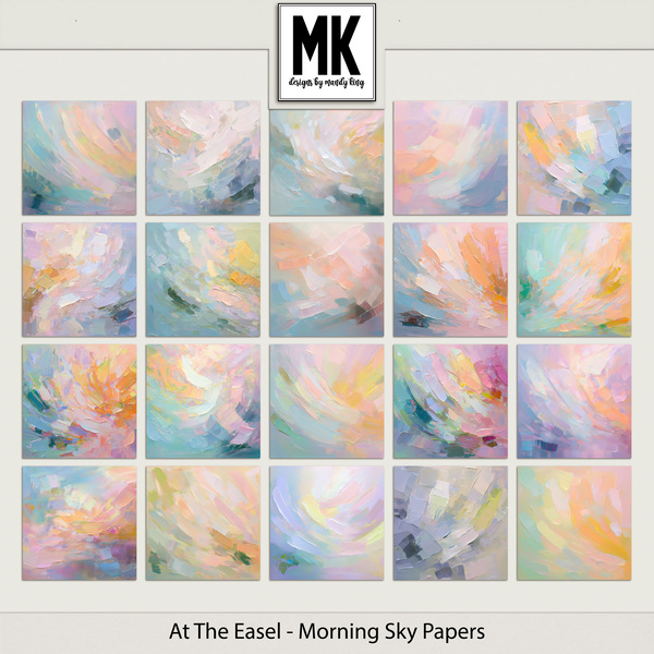 At The Easel - Morning Sky Papers Digital Art - Digital Scrapbooking Kits