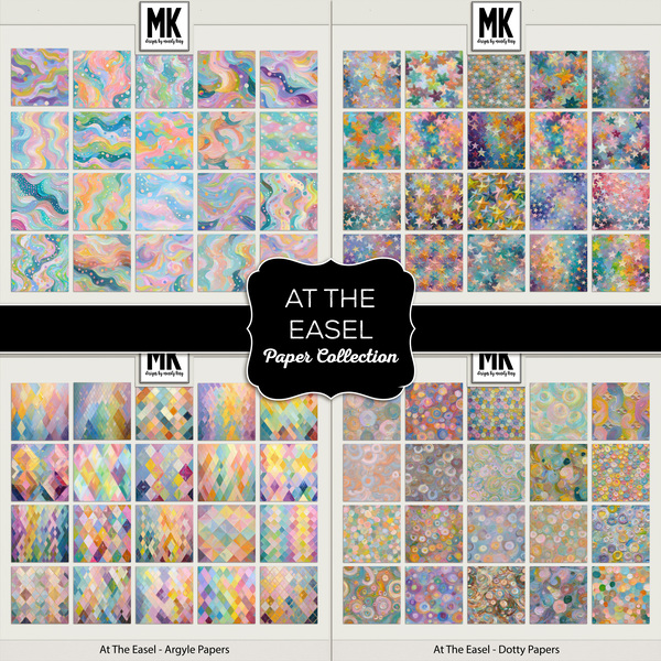 At The Easel - Paper Collection Digital Art - Digital Scrapbooking Kits