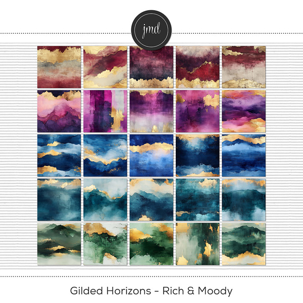 Gilded Horizons - Rich & Moody Digital Art - Digital Scrapbooking Kits