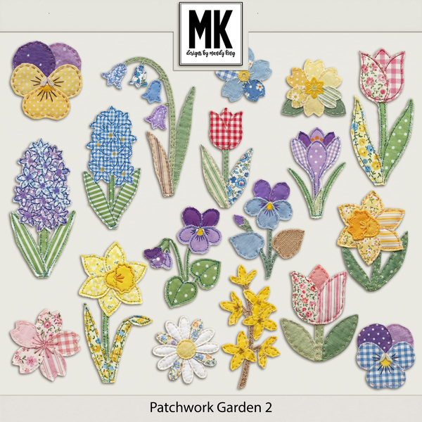 Patchwork Garden 2 Digital Art - Digital Scrapbooking Kits