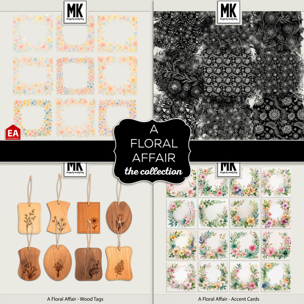 A Floral Affair - The Collection Digital Art - Digital Scrapbooking Kits