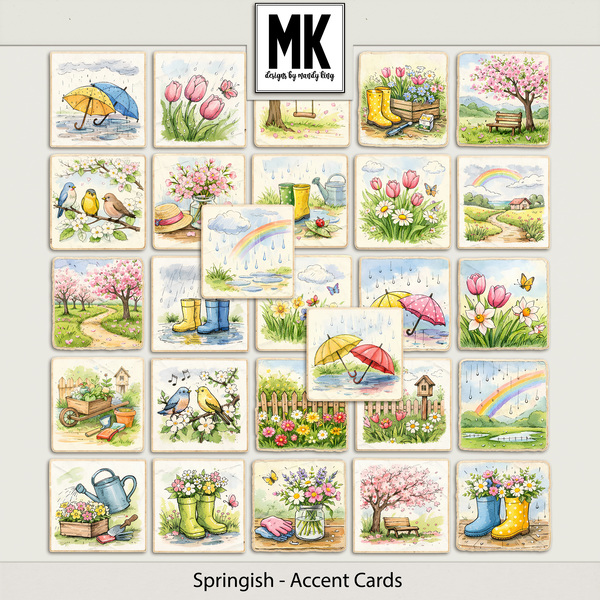 Springish - Accent Cards Digital Art - Digital Scrapbooking Kits