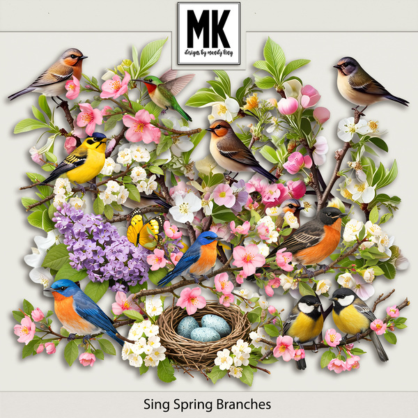 Sing Spring Branches Digital Art - Digital Scrapbooking Kits