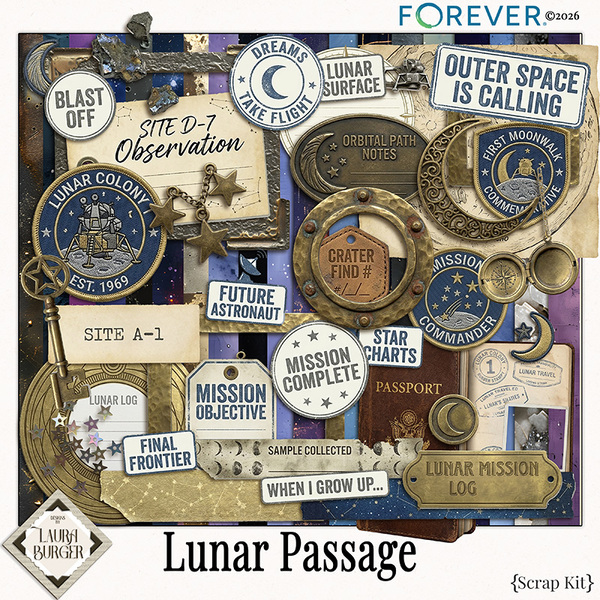 Lunar Passage Scrap Kit Digital Art - Digital Scrapbooking Kits