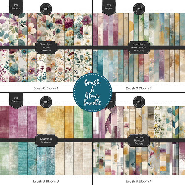 Brush & Bloom Bundle Digital Art - Digital Scrapbooking Kits