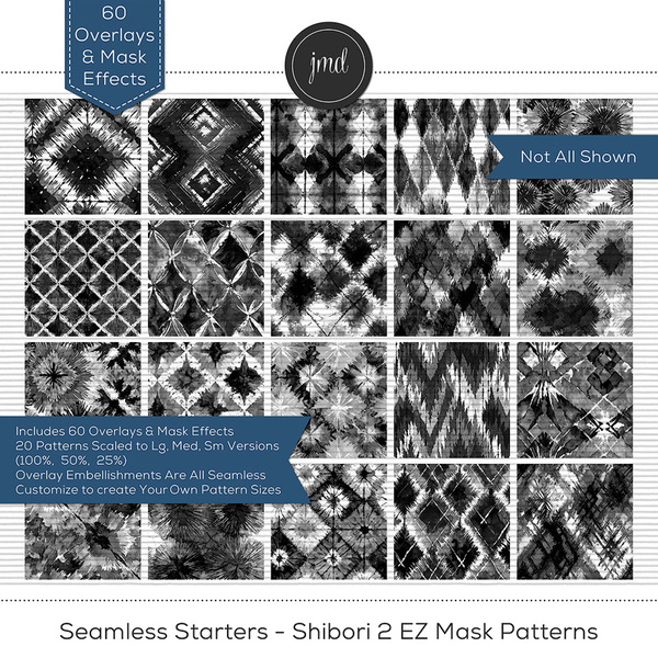 Seamless Starters - Shibori 2 EZ Mask Patterns Digital Art - Digital Scrapbooking Kits