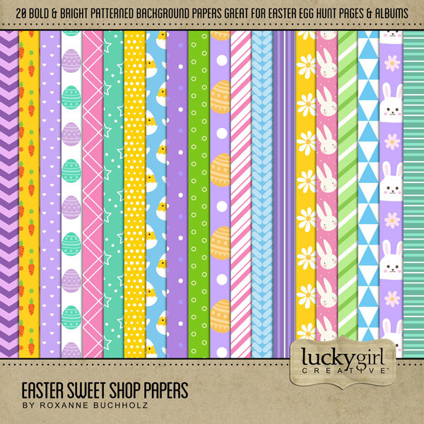 Easter Sweet Shop Papers Digital Art - Digital Scrapbooking Kits