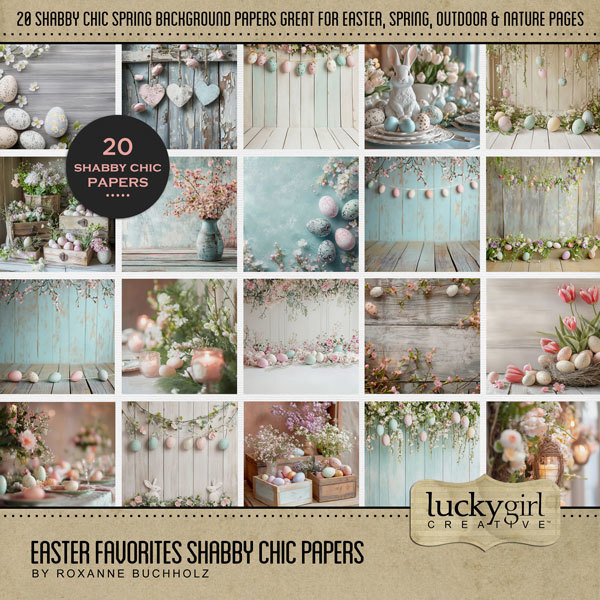 Easter Favorites Shabby Chic Papers Digital Art - Digital Scrapbooking Kits