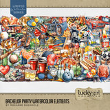 Bachelor Party Watercolor Elements