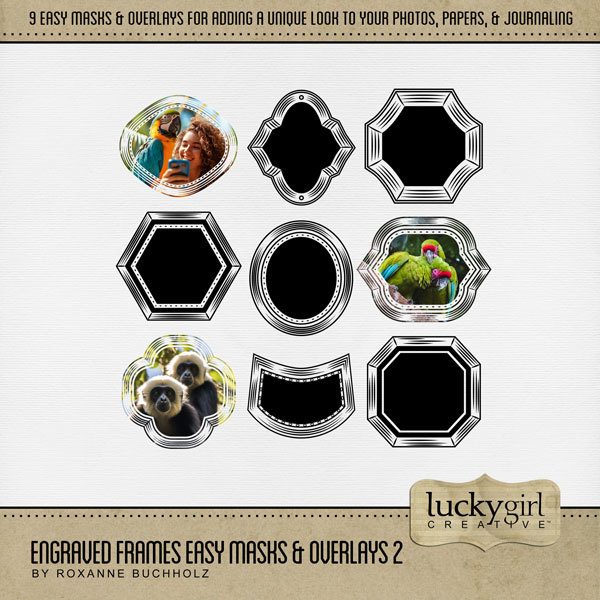 Engraved Frames Easy Masks & Overlays 2 Digital Art - Digital Scrapbooking Kits