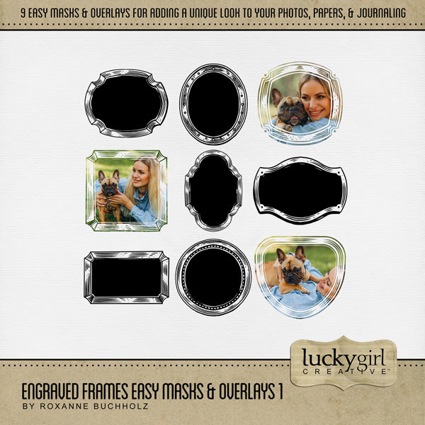 Engraved Frames Easy Masks & Overlays 1 Digital Art - Digital Scrapbooking Kits