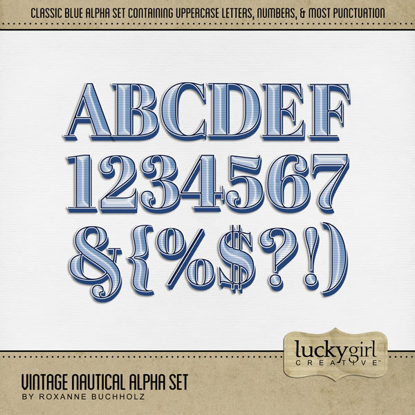 Vintage Nautical Alpha Set Digital Art - Digital Scrapbooking Kits