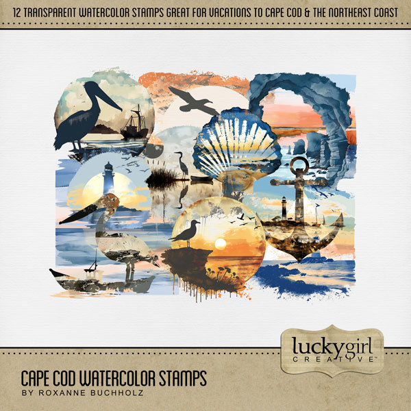 Cape Cod Watercolor Stamps Digital Art - Digital Scrapbooking Kits