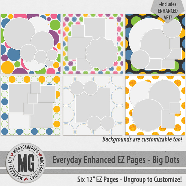 Everyday Enhanced EZ Pages - Big Dots Digital Art - Digital Scrapbooking Kits