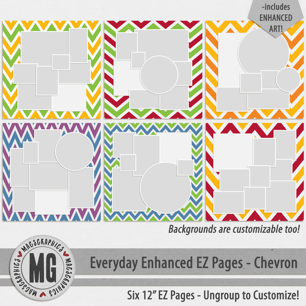 Everyday Enhanced EZ Pages - Chevron Digital Art - Digital Scrapbooking Kits