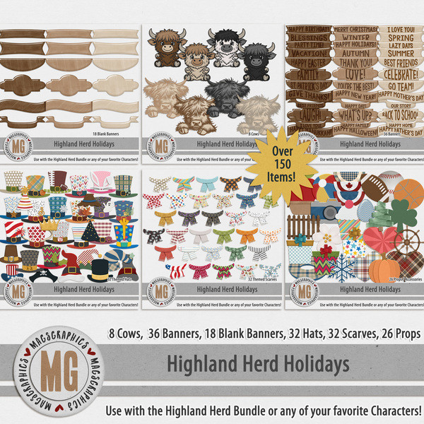 Highland Herd Holidays Digital Art - Digital Scrapbooking Kits