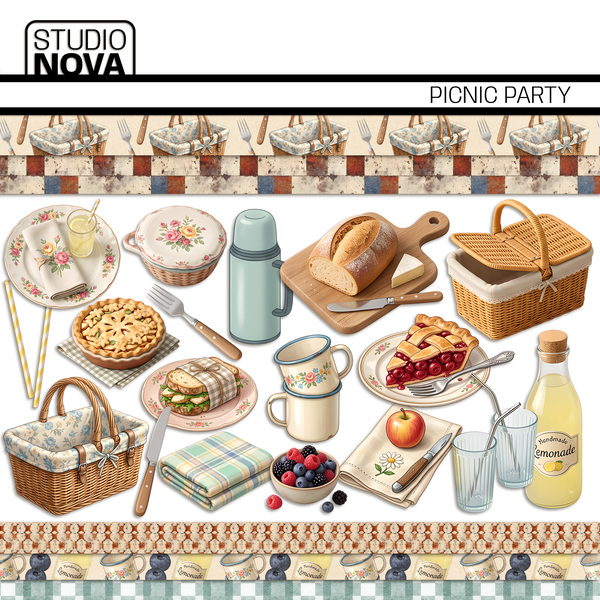 Picnic Party Digital Art - Digital Scrapbooking Kits