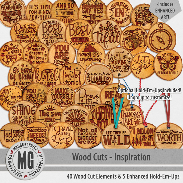 Wood Cuts Inspiration Digital Art - Digital Scrapbooking Kits