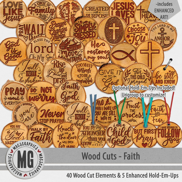 Wood Cuts Faith Digital Art - Digital Scrapbooking Kits
