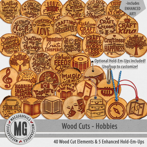 Wood Cuts Hobbies Digital Art - Digital Scrapbooking Kits