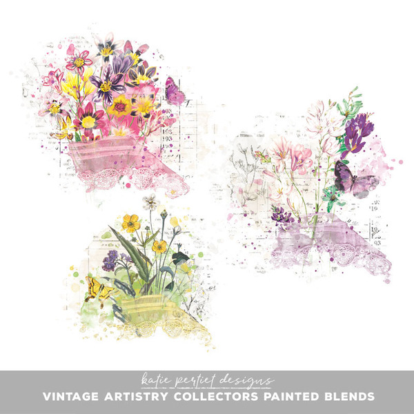 Vintage Artistry Collectors 02 Painted Blends Digital Art - Digital Scrapbooking Kits