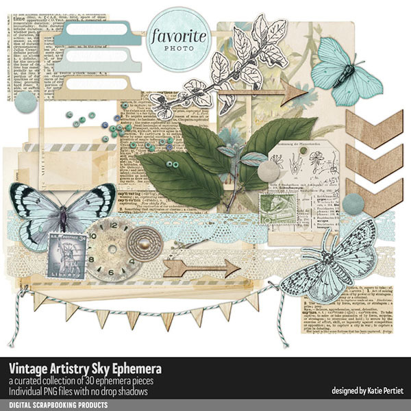 Vintage Artistry Sky Ephemera Digital Art - Digital Scrapbooking Kits
