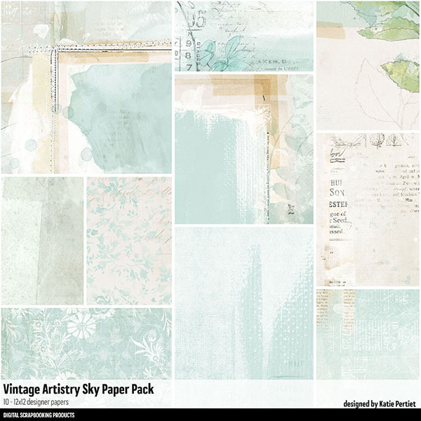 Vintage Artistry Sky Paper Pack Digital Art - Digital Scrapbooking Kits