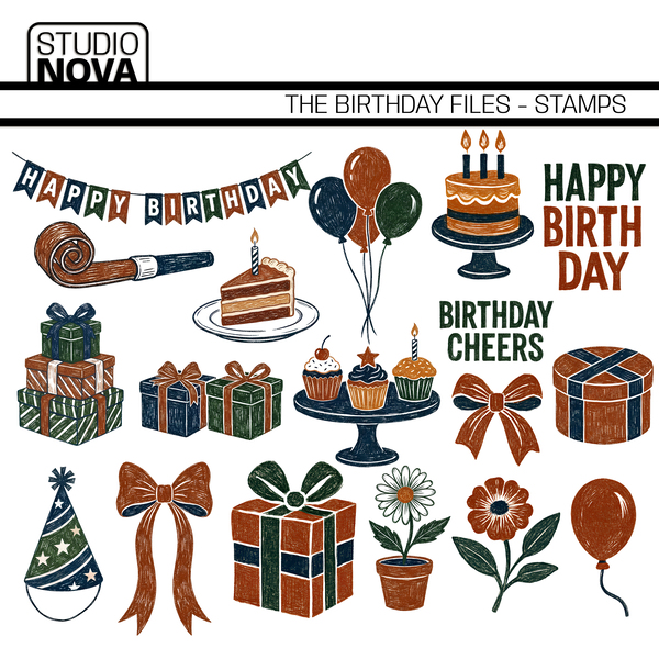 The Birthday Files - Stamps Digital Art - Digital Scrapbooking Kits