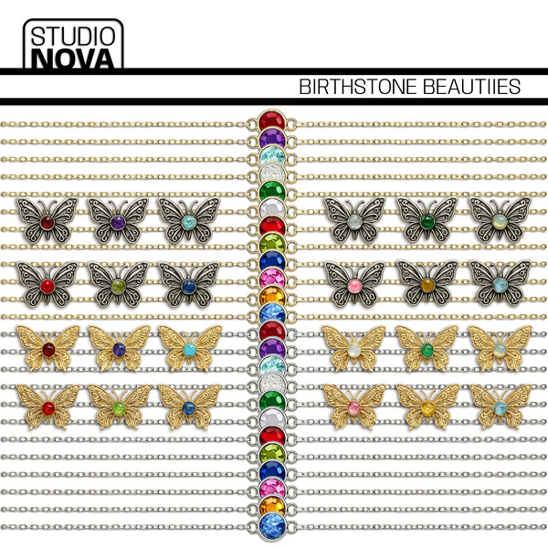 Birthstone Beauties Digital Art - Digital Scrapbooking Kits