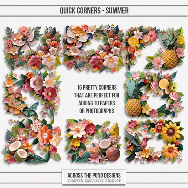 Quick Corners - Summer Digital Art - Digital Scrapbooking Kits