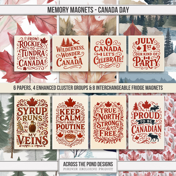 Memory Magnets - Canada Day Digital Art - Digital Scrapbooking Kits