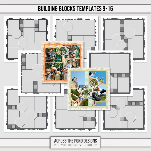 Building Blocks Templates 9-16 Digital Art - Digital Scrapbooking Kits