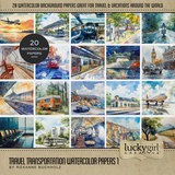 Travel Transportation Watercolor Bundle