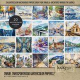 Travel Transportation Watercolor Bundle