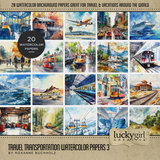Travel Transportation Watercolor Bundle