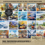 Travel Transportation Watercolor Bundle