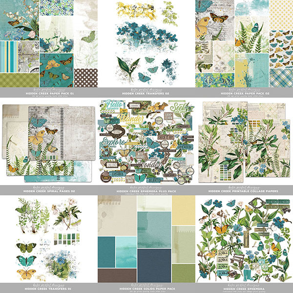 Hidden Creek Scrapbook Bundle Digital Art - Digital Scrapbooking Kits