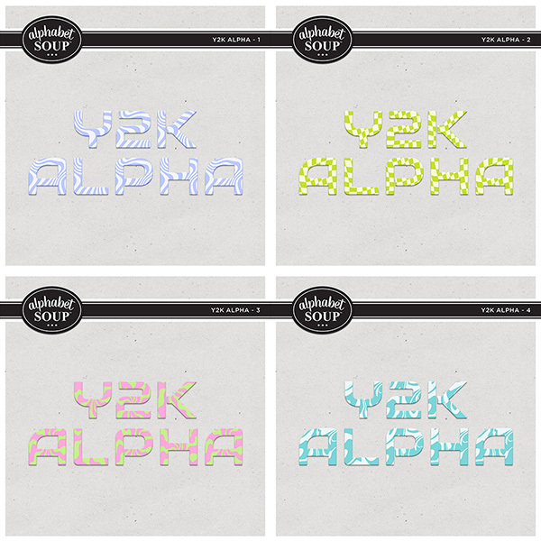 Y2K Alpha Bundle Digital Art - Digital Scrapbooking Kits