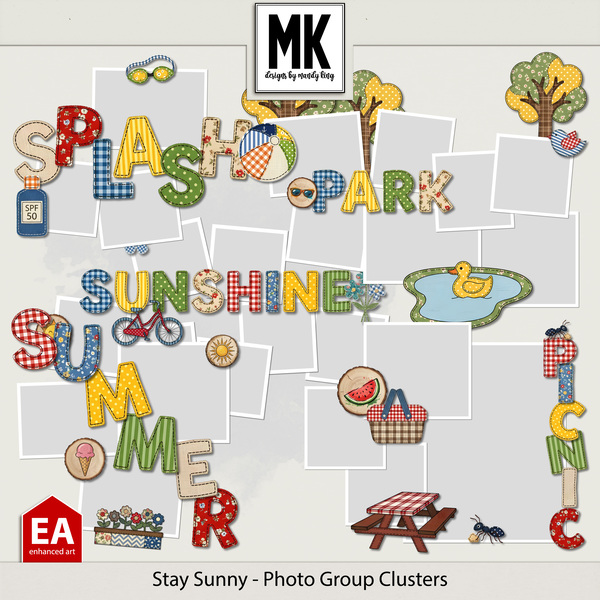 Stay Sunny - Photo Group Clusters Digital Art - Digital Scrapbooking Kits