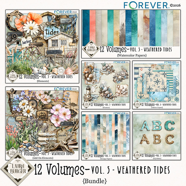 12 Volumes - Vol. 5 - Weathered Tides Digital Art - Digital Scrapbooking Kits