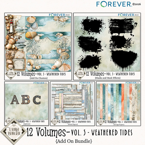 12 Volumes - Vol. 5 - Weathered Tides Add On Bundle Digital Art - Digital Scrapbooking Kits