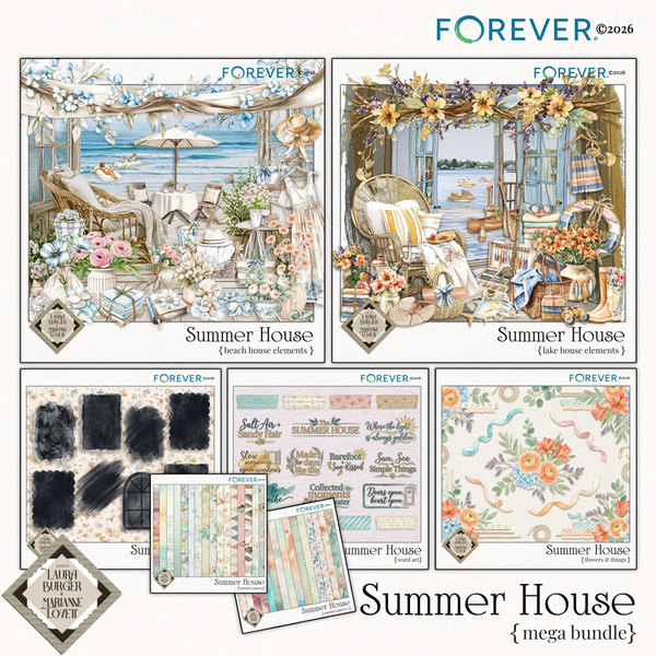 Summer House Mega Bundle Digital Art - Digital Scrapbooking Kits