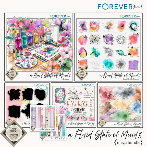A Fluid State of Mind 5 Mega Bundle Digital Art - Digital Scrapbooking Kits